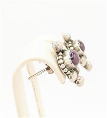 Almandine Garnet Silver-Stone Stud Earrings 925 3.4g